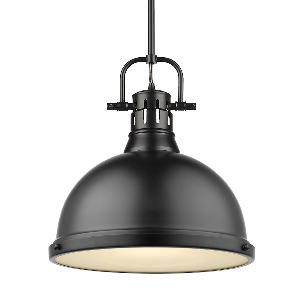 Yep by Golden Lighting Duncan 1-light 14in Rod Hung Pendant in Matte Black